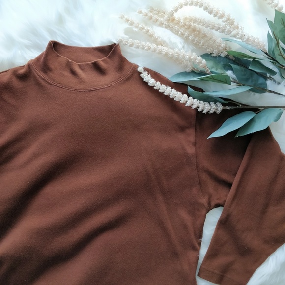 Liz Claiborne Sweaters - VTG Lizsport Oversized Chocolate Brown Mockneck M